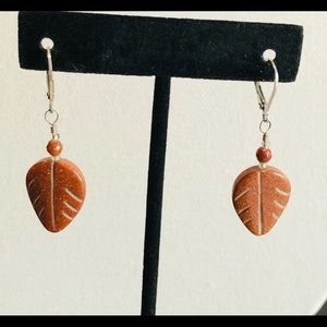 Sterling Silver Goldstone Lever back earrings